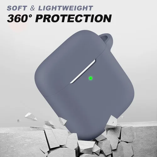 Vista 160 de Funda Protectora para AirPods 1/2, viene con kit de limpieza, funda protectora de silicona suave con hebilla, compatible con estuche de carga