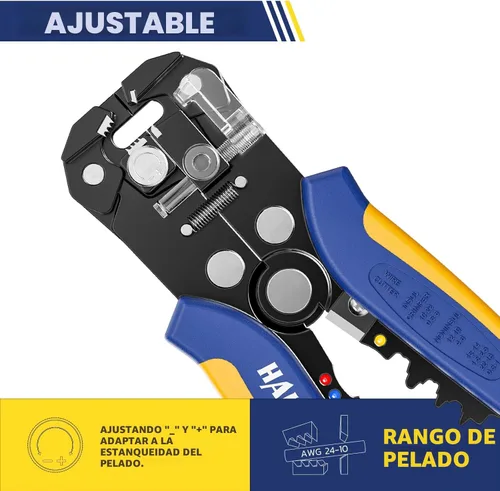 Vista 6 de haisstronica Pelacables autoajustable, pelacables 3 en 1, cortador/prensado, pelacables eléctricos automáticos de alta resistencia para 10-24 AWG