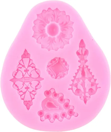 Vista 5 de Broche de diamante moldes de silicona, broche de joyas, molde de fondant, molde de chocolate para decoración de pasteles, decoración de cupcakes