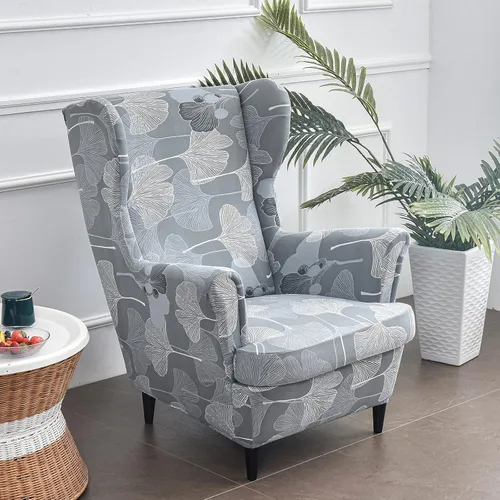 Vista 9 de Eco-Ancheng Funda para silla Wingback, 2 piezas, respaldo de ala, fundas de elastano para sillón con respaldo de ala, fundas para sillón con parte