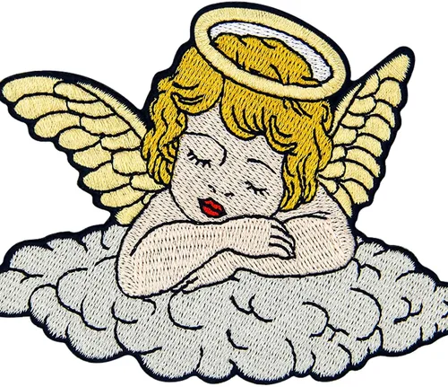 Vista 2 de ZEGINs Parche bordado de ángel dormido, insignia para planchar y coser