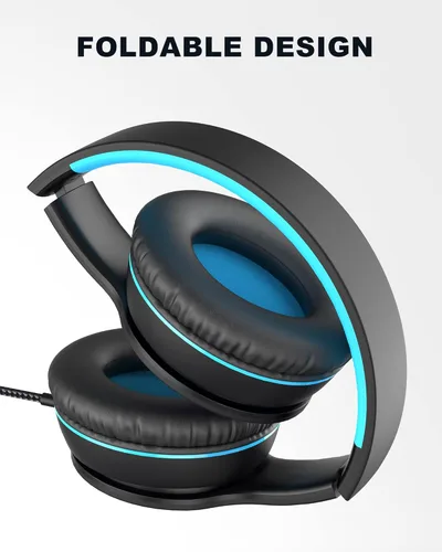 Vista 4 de ELECDER i45 - Audífonos con cable para niños, con diseño para la oreja, con cable sin enredos de 1.5M, plegables, portátiles, estéreo, con conector