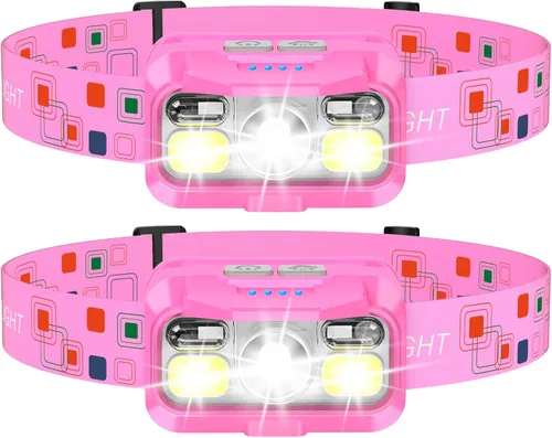 Vista 10 de LHKNL Linterna frontal recargable, lámpara de cabeza de LED superbrillante con sensor de movimiento, 1100 lúmenes, luz impermeable con luz roja