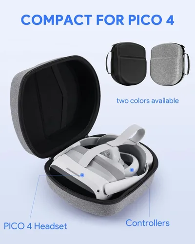 Vista 3 de Yinke Funda para OculusMeta Quest 2Pico 4, funda de auriculares VR compatible con correa Elite y más accesorios, estuche de viaje duro todo en uno