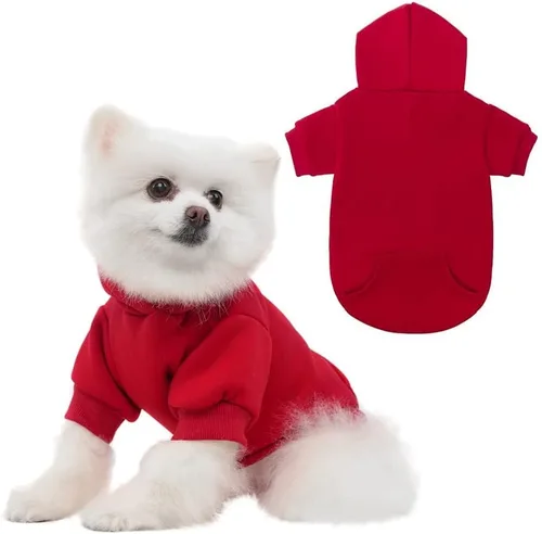 Vista 47 de KOOLTAIL Sudadera básica con capucha para perro, suave y cálida, con agujero para correa y con bolsillo, abrigo de invierno para perros, ropa