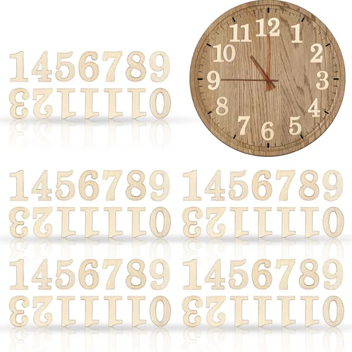 Vista 8 de Jetec Kit de números de reloj de madera de 75 piezas en 5 juegos de números de reloj árabe, accesorios autoadhesivos para decoración de bricolaje