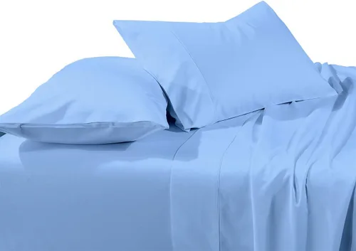 Vista 38 de LaxLinen 4 PCs Sheet Set (+30 Inch) Extra Deep Pocket Twin/Single Bed Size, Aqua Solid 600 Thread Count 100% Egyptian Cotton