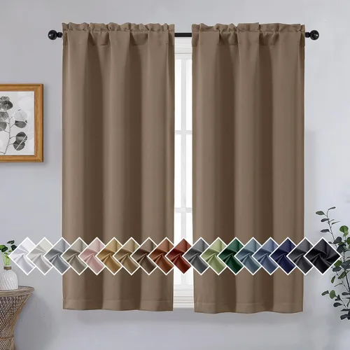 Vista 246 de OVZME Aqua Blackout Curtains for Small Window Treatment, Light Blocking Short Kitchen Window Curtains Over Sink, Dual Rod Pocket Half Window Tiers