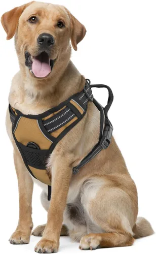 Vista 11 de MoNiBloom Arnés reflectante para perro, arnés de chaleco sin tirones con asa, arnés ajustable y acolchado suave para mascotas para perros grandes