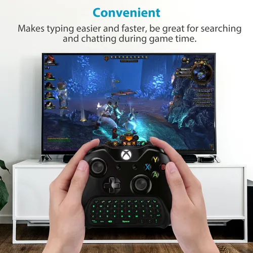 Vista 4 de MoKo Green Backlight Keyboard for Xbox One Controller, Xbox Series XS, Wireless Gaming Chatpad Keypad with USB Receiver&3.5mm Audio Jack, Xbox