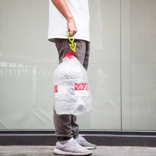 Vista 5 de Pankia - Bolsa de comestibles con asa para bolsa de compras, cada asa soporta hasta 80 libras, colgador con mango de agarre suave, paquete de 2