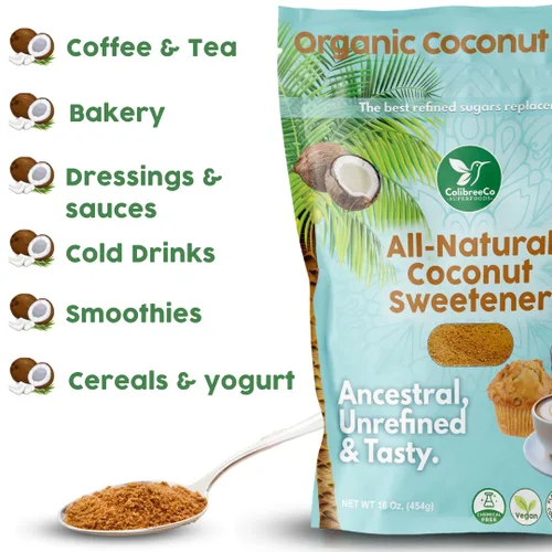 Vista 6 de Colibreeco, Azúcar de coco orgánico, 1 libra (paquete de 2): perfecto para endulzar bebidas y recetas Sustituto de azúcar de bajo índice