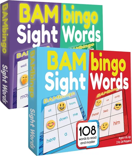 THE BAMBINO TREE Sight Word BAMBingo Niveles 1, 2, 3 y 4 - Preescolar Kindergarten 1er grado 2do grado Palabras de vista