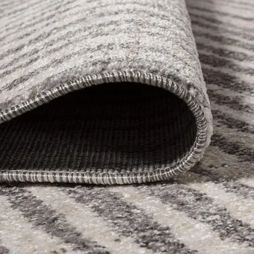 Vista 3 de JONATHAN Y Skoura - Alfombra moderna a rayas negritas beige/gris oscuro, 2 x 8 pulgadas, bohemio, casual, fácil de limpiar para sala de estar