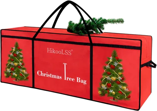 Vista 6 de HikooLSS Bolsa pequeña de almacenamiento para árbol de Navidad de 4 pies/5 pies, resistente, reutilizable, tela Oxford 600D, bolsa para árbol