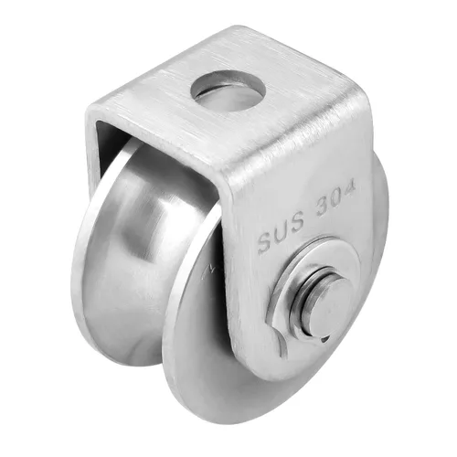 Vista 3 de Tipo de bloque de polea U de una sola rueda Bloque de polea de rodamiento duplex 304 Carga lisa de acero inoxidable 880lb/400Kg para manipulación