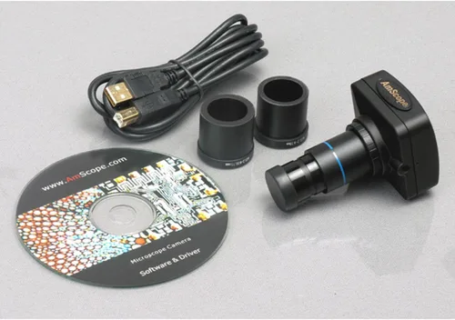 Vista 5 de AmScope SM-4TPZ-FRL-5M Microscopio digital profesional de zoom estéreo trinocular con control de enfoque simultáneo, oculares WH10x, aumento