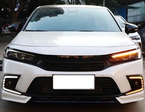 Vista 5 de iJDMTOY OE-Fog Bisel Reemplazar Switchback Luces LED de circulación diurna compatibles con Honda Civic Sedán 2022-2024, LED DRL blanco, función