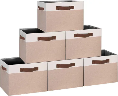 Vista 27 de GhvyenntteS Contenedores de almacenamiento extra grandes con tapas, cajas de almacenamiento plegables de tela con tapas y asas, cestas