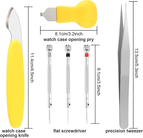 Vista 3 de UUBAAR Kit de herramientas de repuesto de batería de reloj, 9 piezas de herramienta profesional para quitar la espalda del reloj, herramienta