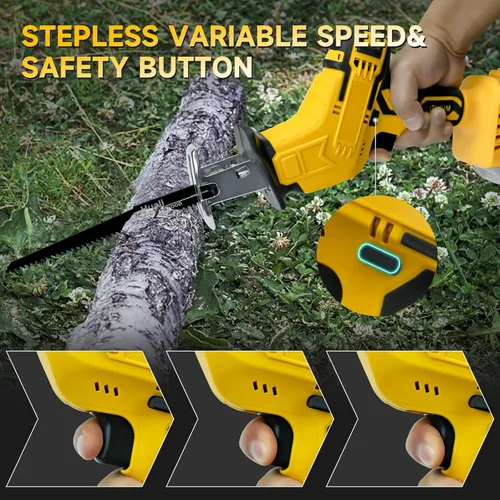 Vista 6 de Sierra recíproca inalámbrica para batería DeWalt de 20 V, cambio de hoja sin herramientas Sawzall con 4 hojas de sierra, velocidad variable