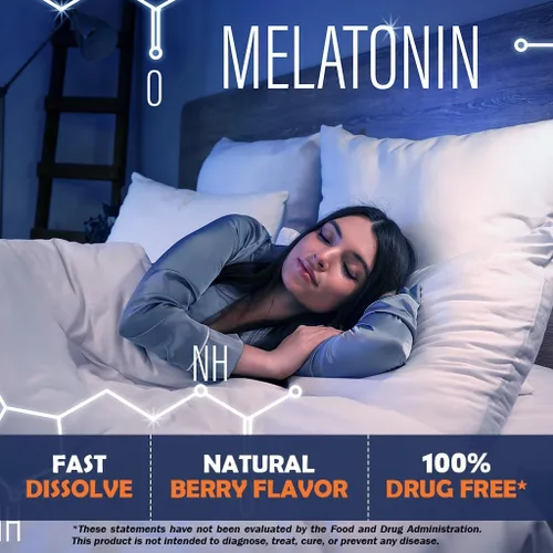 Vista 7 de Vitamatic Melatonina 30 mg - con B6 y L-teanina - 120 tabletas de disolución rápida con sabor a bayas naturales