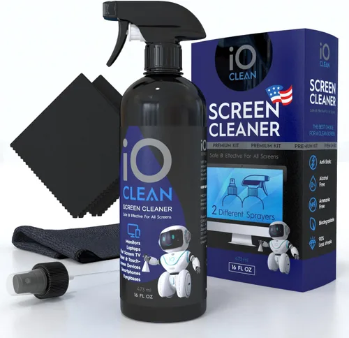 Espray limpiador de pantalla (473ml - 16 onzas) – Mejor kit de limpieza grande para TV LCD LED OLED, teléfono inteligente, iPad, laptop, pantalla