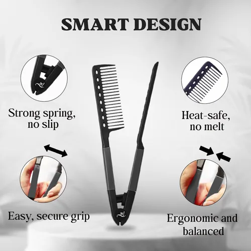 Vista 3 de Peine HerStyler para Alisar el Cabello - Protege las Manos - Sin Más Nudos - Estilo Profesional - Peine Versátil para Peinar el Cabello - Apto