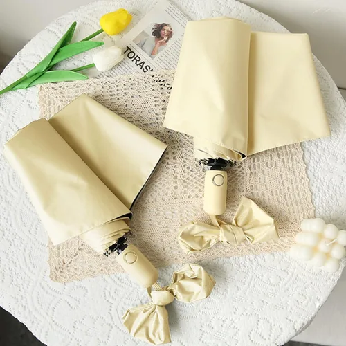 Vista 4 de Paraguas solar con protección UV UPF 50+ compacto portátil para viaje, parasol de apertura automática a prueba de viento e impermeable, plegable