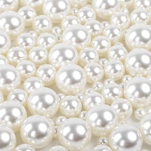 Quefe 150 perlas para manualidades sin agujeros, relleno de jarrón, cuentas de perlas de plástico artificiales para dispersión de mesa, boda, fiesta