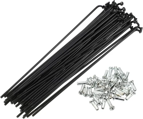 Vista 16 de X AUTOHAUX 40 piezas 14G J Bend 0.079 in bicicleta radios con pezones acero negro