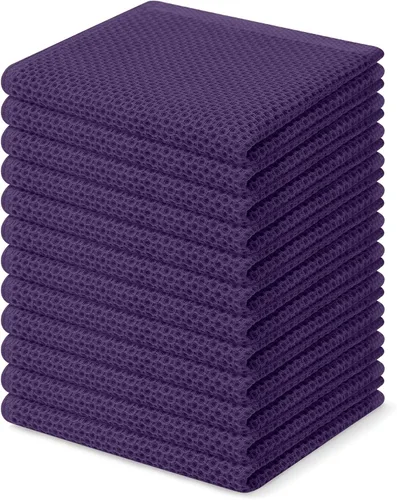 Vista 45 de Homaxy Paños de cocina de 100% algodón con tejido de gofre, ultra suaves, absorbentes, de secado rápido, 12 x 12 pulgadas, paquete de 6, amarillo
