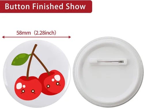 Vista 4 de 200 juegos de suministros para máquina de botones, partes de botón de 58 mm / 2.28 pulgadas, aproximadamente 2.25 pulgadas de partes en blanco