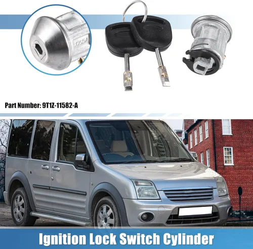 Vista 2 de uxcell No.9T1Z-11582-A Interruptor de encendido Cilindro de bloqueo con 2 llaves para Ford Transit Connect 2.0L L4 Gas 2010-2013 NO Transpondedor