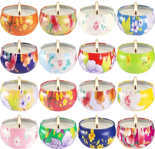 Vista 16 de 2 paquetes de velas perfumadas para el hogar, juego de regalo de velas perfumadas de pomelo y pino para damas, cera de soja, velas de larga duración