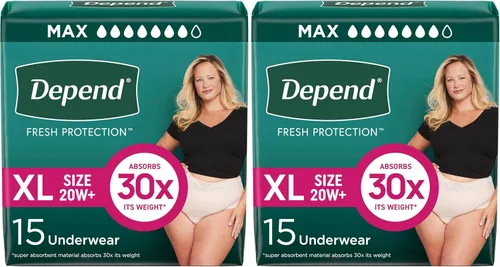 Vista 20 de Depend Fresh Protection - Pañales para adultos, ropa interior de incontinencia y para pérdida de orina posparto para mujer, desechable, máxima
