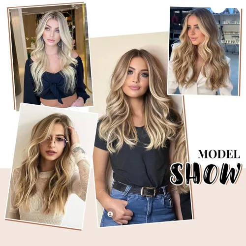 Vista 7 de Extensiones de cabello humano con clip, color burdeos, extensiones de cabello humano largo ondulado con clip, 2.47 onzas, 7 unidades, extensiones