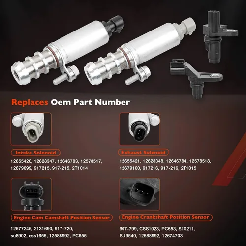 Vista 13 de Kit de válvula solenoide de actuador de posición del árbol de levas de admisión y escape VVT Compatible con Chevy HHR Malibu Cobalt GMC Buick