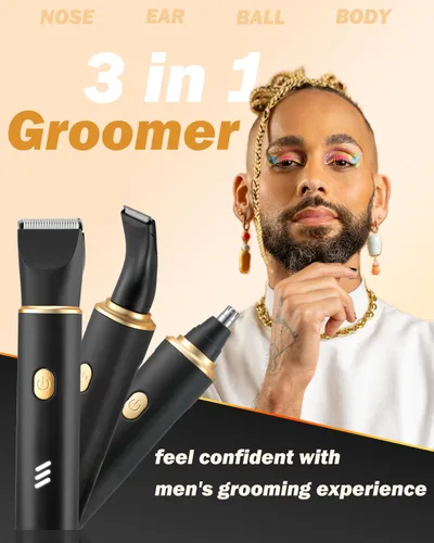 Vista 3 de Manscape - Recortadora de pelo corporal para hombres, afeitadora eléctrica 3 en 1, IPX7 impermeable, versátil para pelota, pubic, pecho, barba
