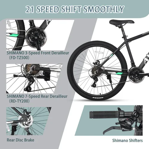 Vista 3 de AVASTA AV300 26 27.5 inch Mountain Bike with 21-Speed, Aluminum Frame, Dual Disc Brake, Comfortable Saddle, Multiple