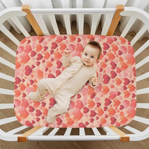 Vista 7 de Fitted Crib Sheets Colorful Hearts Valentine Mini Crib Sheets for Boy & Girl Toddler Mattress Sheets Playard Sheet 21216738