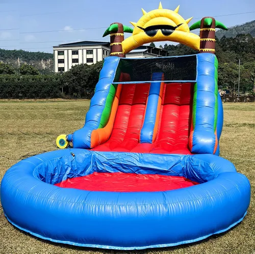 Tobogán acuático de grado comercial de 22.5 pies de largo para adultos, (carriles Doul) (PVC completo resistente) (piscina de agua grande),