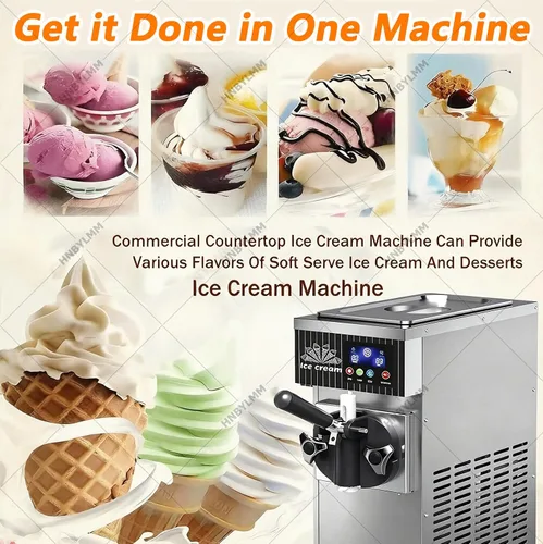 Vista 7 de Máquina de helado comercial de un solo sabor, máquina de helado de servicio suave de 4-5 L/H, panel LCD y autolimpieza, máquina de postres de Naranja