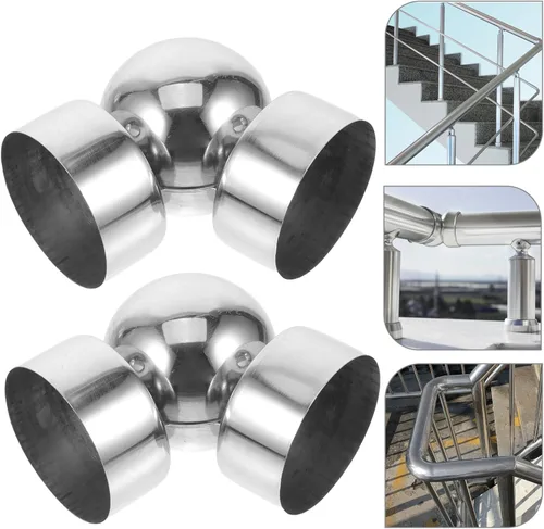 Vista 3 de Veemoon Conectores de barandilla de acero inoxidable, conector de tubo ajustable en ángulo, conector de barandilla de escalera, barandilla