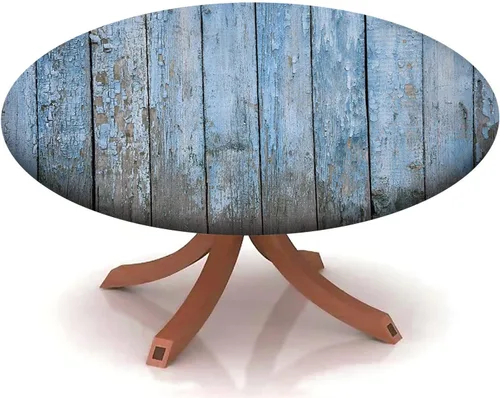 Vista 28 de Mantel redondo ajustable con patrón de chocolate, borde elástico, adecuado para catering y cocina, se puede limpiar para mesas redondas de 14 a 16