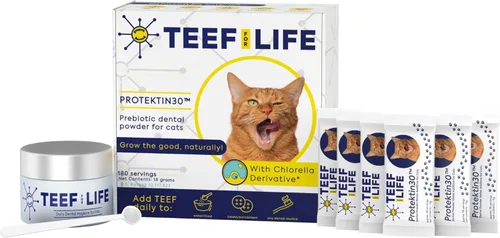 Vista 10 de TEEF FOR LIFE Protektin30 - Paquete de repuesto en polvo dental prebiótico para gatos, fórmula derivada de plantas, clínicamente probada que combate