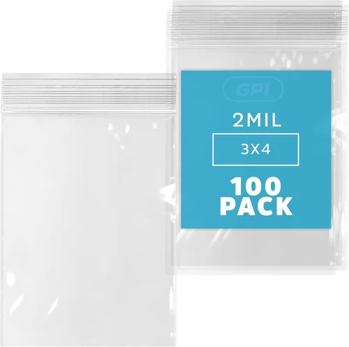Vista 15 de GPI Bolsas de Polietileno ZIP Recerrable de Plástico Transparente, Caja de 100, 2 mil de Grosor, 2 Pulgadas x 3 Pulgadas, Para Viajes