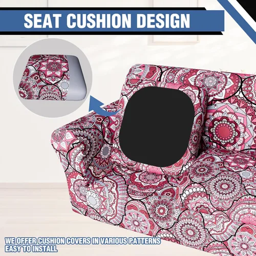 Vista 4 de Fundas elásticas para sofá de 4 cojines separados, funda de sofá con estampado floral, funda de sofá lavable, protector de muebles apto para Flor