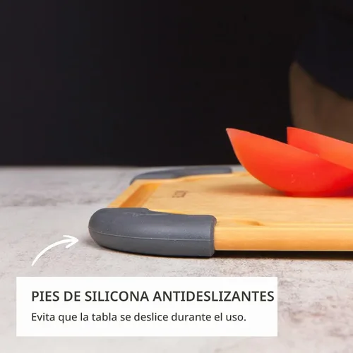 Vista 2 de Elihome Essential Series - Juego de tablas de cortar de madera 2 en 1 para cocina, tabla de madera para cortar verduras, pan, queso, carne