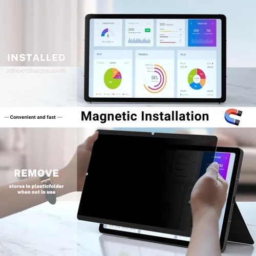 Vista 2 de PYS® Protector de pantalla magnético de privacidad para Samsung Galaxy Tab S9 Plus 2023/Tab S9 FE+ Plus/S7 FE 5G, S8 Plus, S7 Plus de 12.4 pulgadas